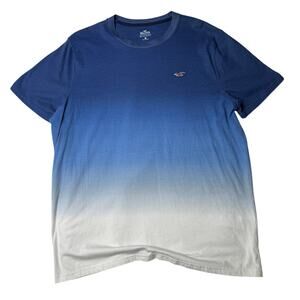 Hollister Must Have Collection Blue & White Ombré Dip Dye Tee - Size XL